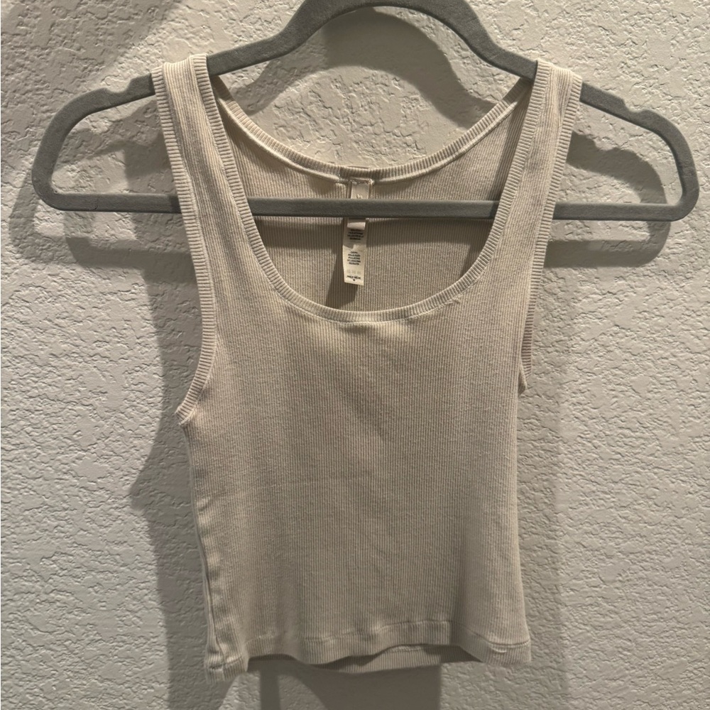 Skims Cotton Rib Tank Top Cream